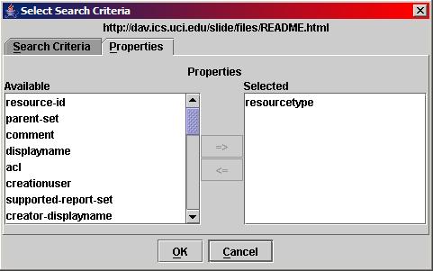 Select Properties Dialog